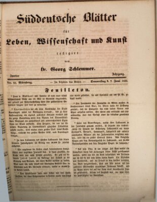 Süddeutsche Blätter für Leben, Wissenschaft und Kunst Donnerstag 7. Juni 1838