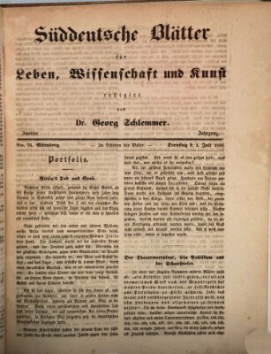 Süddeutsche Blätter für Leben, Wissenschaft und Kunst Dienstag 3. Juli 1838