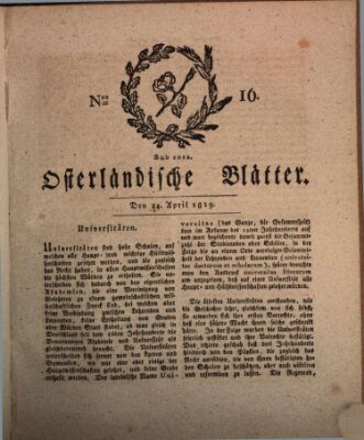 Osterländische Blätter Samstag 24. April 1819