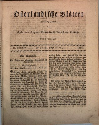 Osterländische Blätter Samstag 23. Oktober 1819