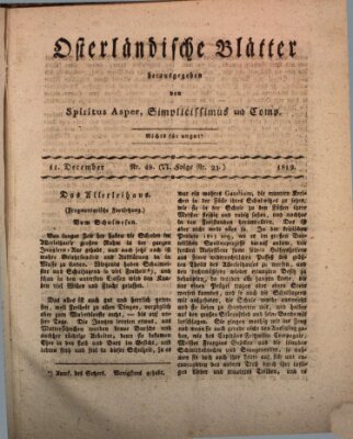 Osterländische Blätter Samstag 11. Dezember 1819