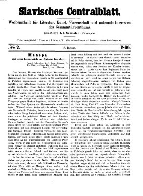 Slavisches Centralblatt (Centralblatt für slavische Literatur und Bibliographie) Samstag 13. Januar 1866