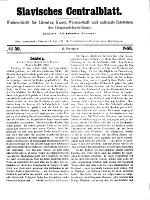 Slavisches Centralblatt (Centralblatt für slavische Literatur und Bibliographie) Samstag 15. Dezember 1866