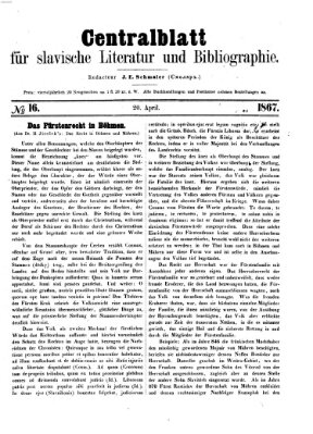 Centralblatt für slavische Literatur und Bibliographie Samstag 20. April 1867