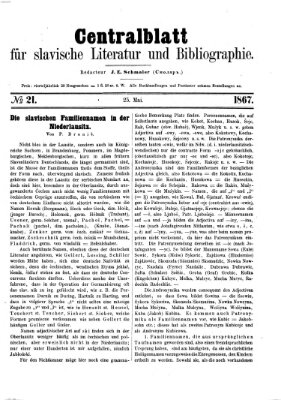 Centralblatt für slavische Literatur und Bibliographie Samstag 25. Mai 1867