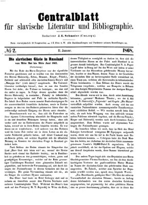 Centralblatt für slavische Literatur und Bibliographie Samstag 11. Januar 1868