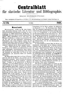 Centralblatt für slavische Literatur und Bibliographie Samstag 6. Juni 1868