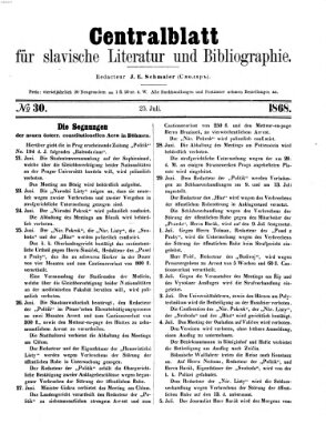 Centralblatt für slavische Literatur und Bibliographie Samstag 25. Juli 1868