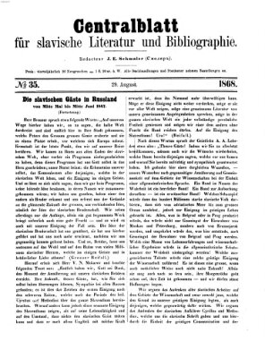Centralblatt für slavische Literatur und Bibliographie Samstag 29. August 1868