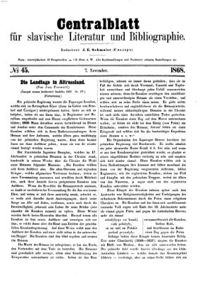 Centralblatt für slavische Literatur und Bibliographie Samstag 7. November 1868