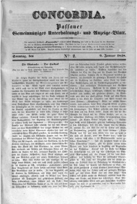 Concordia (Donau-Zeitung) Sonntag 9. Januar 1848