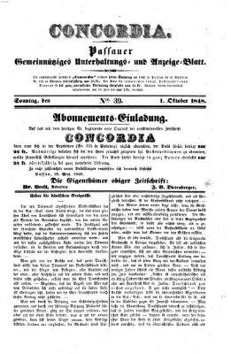 Concordia (Donau-Zeitung) Sonntag 1. Oktober 1848