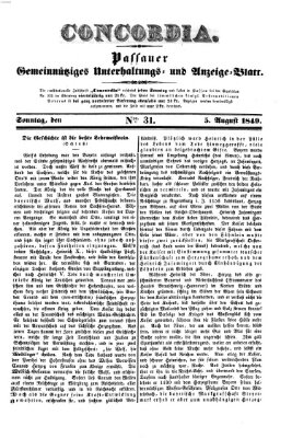 Concordia (Donau-Zeitung) Sonntag 5. August 1849