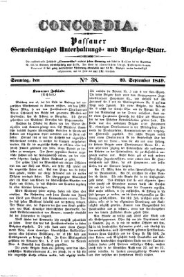 Concordia (Donau-Zeitung) Sonntag 23. September 1849