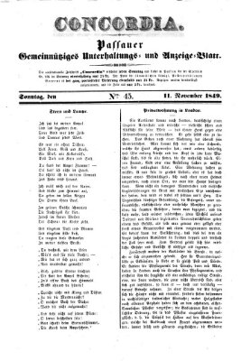 Concordia (Donau-Zeitung) Sonntag 11. November 1849
