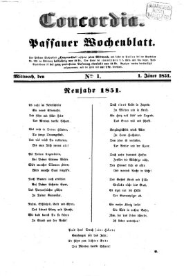Concordia (Donau-Zeitung) Mittwoch 1. Januar 1851