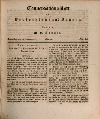 Münchener Conversations-Blatt (Bayer'scher Beobachter) Donnerstag 20. Februar 1834