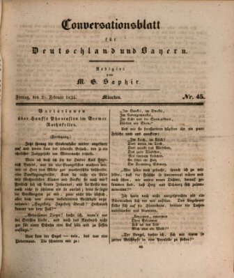 Münchener Conversations-Blatt (Bayer'scher Beobachter) Freitag 21. Februar 1834