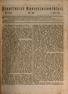 Frankfurter Konversationsblatt (Frankfurter Ober-Post-Amts-Zeitung) Freitag 4. Juli 1834