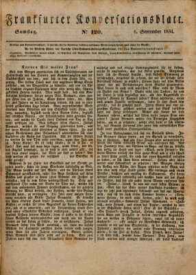 Frankfurter Konversationsblatt (Frankfurter Ober-Post-Amts-Zeitung) Samstag 6. September 1834