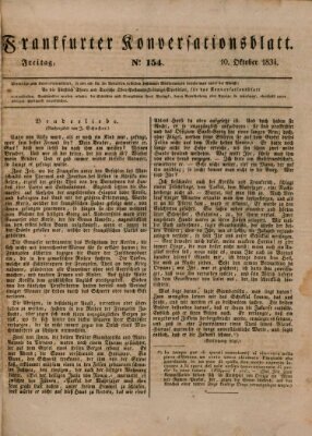 Frankfurter Konversationsblatt (Frankfurter Ober-Post-Amts-Zeitung) Freitag 10. Oktober 1834
