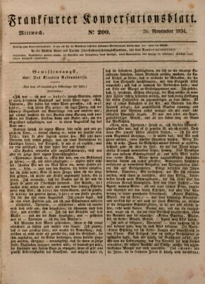Frankfurter Konversationsblatt (Frankfurter Ober-Post-Amts-Zeitung) Mittwoch 26. November 1834