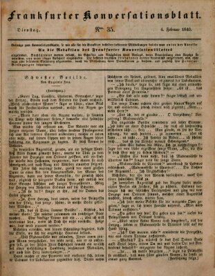 Frankfurter Konversationsblatt (Frankfurter Ober-Post-Amts-Zeitung) Dienstag 4. Februar 1840