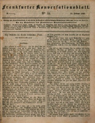 Frankfurter Konversationsblatt (Frankfurter Ober-Post-Amts-Zeitung) Montag 24. Februar 1840