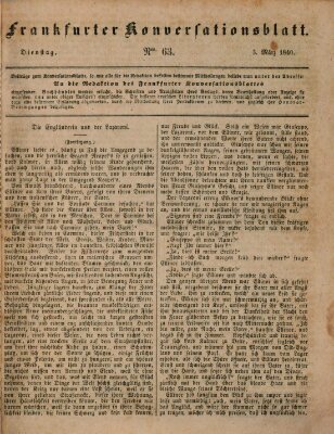 Frankfurter Konversationsblatt (Frankfurter Ober-Post-Amts-Zeitung) Dienstag 3. März 1840