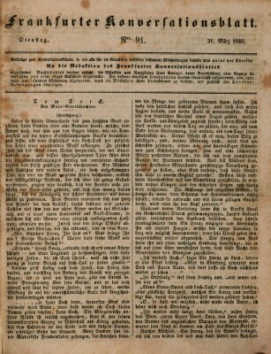 Frankfurter Konversationsblatt (Frankfurter Ober-Post-Amts-Zeitung) Dienstag 31. März 1840
