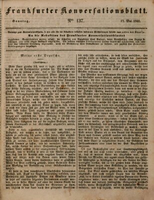 Frankfurter Konversationsblatt (Frankfurter Ober-Post-Amts-Zeitung) Sonntag 17. Mai 1840