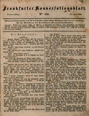 Frankfurter Konversationsblatt (Frankfurter Ober-Post-Amts-Zeitung) Donnerstag 11. Juni 1840