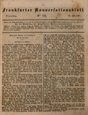Frankfurter Konversationsblatt (Frankfurter Ober-Post-Amts-Zeitung) Donnerstag 25. Juni 1840