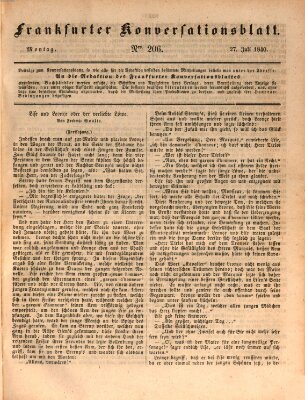 Frankfurter Konversationsblatt (Frankfurter Ober-Post-Amts-Zeitung) Montag 27. Juli 1840