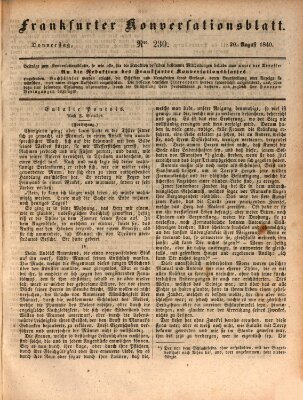 Frankfurter Konversationsblatt (Frankfurter Ober-Post-Amts-Zeitung) Donnerstag 20. August 1840