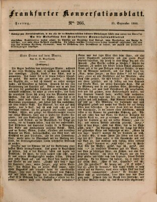 Frankfurter Konversationsblatt (Frankfurter Ober-Post-Amts-Zeitung) Freitag 25. September 1840