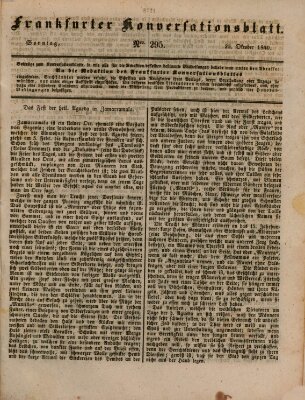 Frankfurter Konversationsblatt (Frankfurter Ober-Post-Amts-Zeitung) Sonntag 25. Oktober 1840