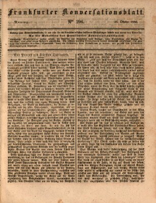 Frankfurter Konversationsblatt (Frankfurter Ober-Post-Amts-Zeitung) Montag 26. Oktober 1840