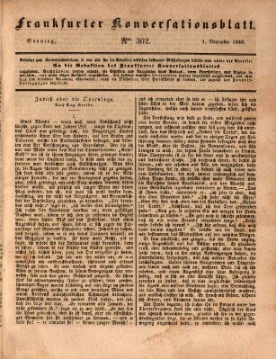 Frankfurter Konversationsblatt (Frankfurter Ober-Post-Amts-Zeitung) Sonntag 1. November 1840