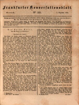 Frankfurter Konversationsblatt (Frankfurter Ober-Post-Amts-Zeitung) Mittwoch 2. Dezember 1840