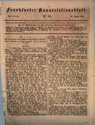 Frankfurter Konversationsblatt (Frankfurter Ober-Post-Amts-Zeitung) Mittwoch 20. Januar 1841
