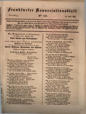 Frankfurter Konversationsblatt (Frankfurter Ober-Post-Amts-Zeitung) Dienstag 20. April 1841
