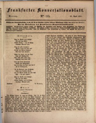 Frankfurter Konversationsblatt (Frankfurter Ober-Post-Amts-Zeitung) Montag 26. April 1841