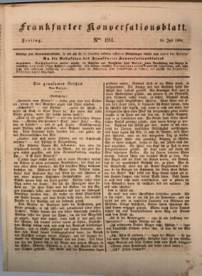 Frankfurter Konversationsblatt (Frankfurter Ober-Post-Amts-Zeitung) Freitag 16. Juli 1841