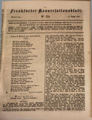 Frankfurter Konversationsblatt (Frankfurter Ober-Post-Amts-Zeitung) Sonntag 15. August 1841