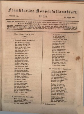 Frankfurter Konversationsblatt (Frankfurter Ober-Post-Amts-Zeitung) Dienstag 24. August 1841
