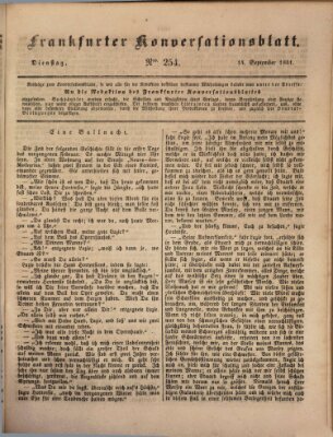 Frankfurter Konversationsblatt (Frankfurter Ober-Post-Amts-Zeitung) Dienstag 14. September 1841