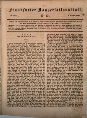 Frankfurter Konversationsblatt (Frankfurter Ober-Post-Amts-Zeitung) Montag 4. Oktober 1841