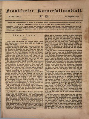 Frankfurter Konversationsblatt (Frankfurter Ober-Post-Amts-Zeitung) Donnerstag 30. Dezember 1841