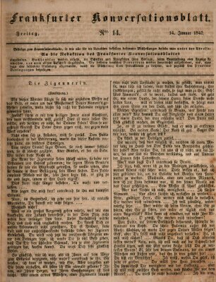 Frankfurter Konversationsblatt (Frankfurter Ober-Post-Amts-Zeitung) Freitag 14. Januar 1842
